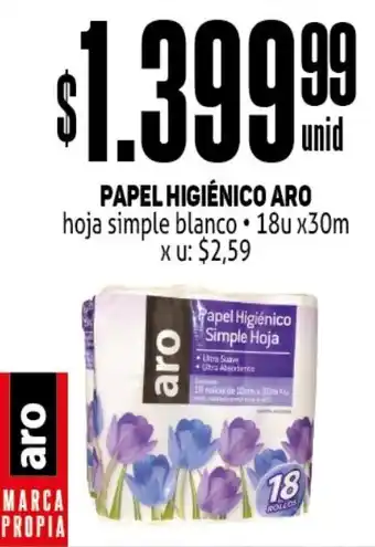 Makro PAPEL HIGIÉNICO ARO hoja simple blanco 18u x30m oferta
