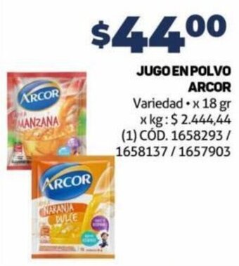Makro JUGO EN POLVO ARCOR 18gr oferta