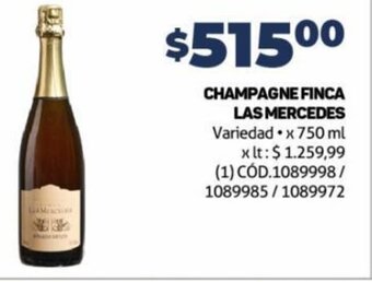 Makro CHAMPAGNE FINCA LAS MERCEDES Variedad x 750 ml oferta