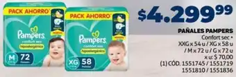 Makro PAÑALES PAMPERS Confort sec XXG x 54 u/XGx58 u /Mx 72 u/Gx72 u oferta