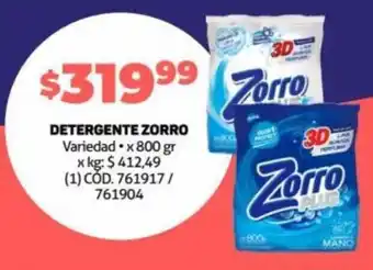 Makro DETERGENTE ZORRO Variedad • x 800 gr oferta