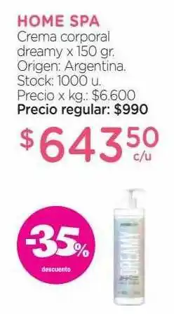 Farmacity Home spar crema corporal dreamy -35% descuento oferta