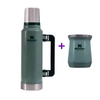 Pinturerías Rex Termo stanley 1.4 lt tapón cebador + mate classic acero inox verde oferta