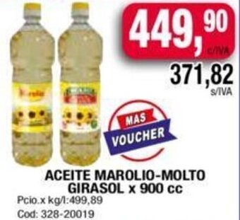 Maxiconsumo ACEITE MAROLIO-MOLTO GIRASOL x 900 cc oferta