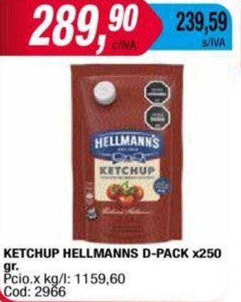 Maxiconsumo KETCHUP HELLMANNS D-PACK X250 gr. oferta