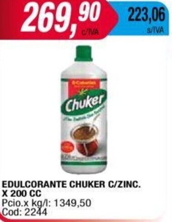 Maxiconsumo EDULCORANTE CHUKER C/ZINC. X 200 CC oferta