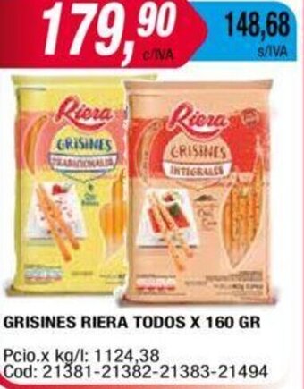 Maxiconsumo GRISINES RIERA TODOS X 160 GR oferta