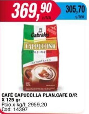 Maxiconsumo CAFÉ CAPUCCI.LA PLAN.CAFE D/P. X 125 gr oferta