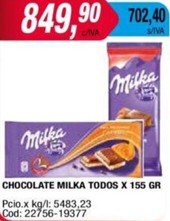 Maxiconsumo CHOCOLATE MILKA TODOS X 155 GR oferta
