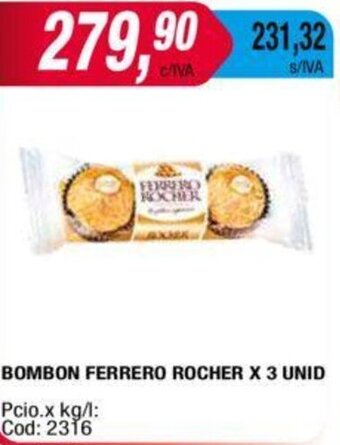 Maxiconsumo BOMBON FERRERO ROCHER X 3 UNID oferta