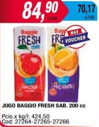 Maxiconsumo JUGO BAGGIO FRESH SAB. 200 cc oferta