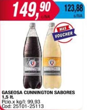 Maxiconsumo GASEOSA CUNNINGTON SABORES 1,5 lt. oferta
