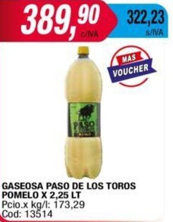 Maxiconsumo GASEOSA PASO DE LOS TOROS POMELO X 2,25 LT oferta