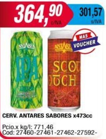 Maxiconsumo CERV. ANTARES SABORES x473cc oferta