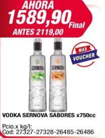 Maxiconsumo VODKA SERNOVA SABORES X750cc oferta