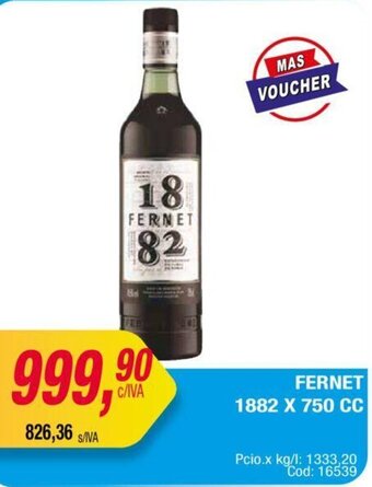 Maxiconsumo FERNET 1882 X 750cc oferta