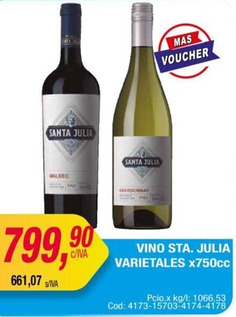 Maxiconsumo VINO STA. JULIA VARIETALES X750cc oferta
