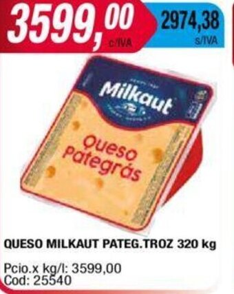 Maxiconsumo QUESO MILKAUT PATEG.TROZ 320 kg oferta