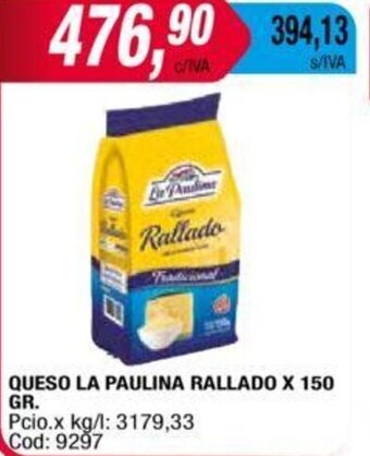 Maxiconsumo QUESO LA PAULINA RALLADO X 150 GR. oferta