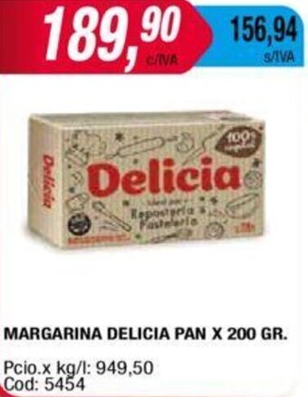 Maxiconsumo MARGARINA DELICIA PAN X 200 GR. oferta