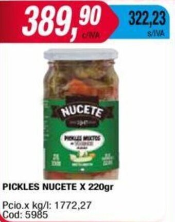 Maxiconsumo PICKLES NUCETE X 220gr oferta