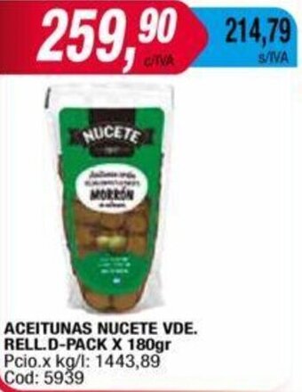 Maxiconsumo ACEITUNAS NUCETE VDE. RELL.D-PACK X 180gr oferta