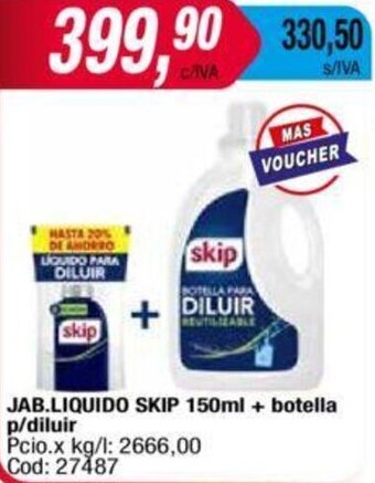 Maxiconsumo JAB.LIQUIDO SKIP 150ml + botella p/diluir oferta