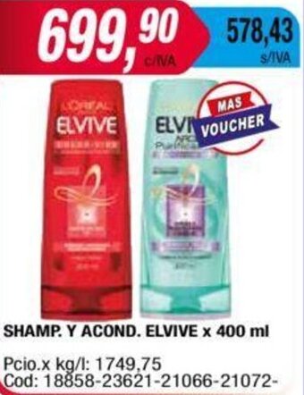 Maxiconsumo SHAMP. Y ACOND. ELVIVE x 400 ml oferta