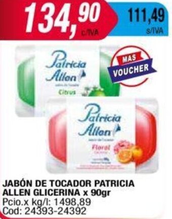 Maxiconsumo JABÓN DE TOCADOR PATRICIA ALLEN GLICERINA x 90gr oferta
