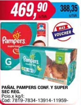 Maxiconsumo PAÑAL PAMPERS CONF. Y SUPER SEC REG. oferta