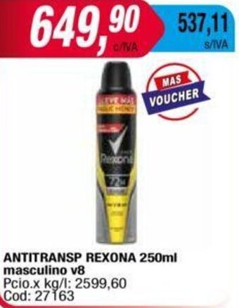 Maxiconsumo ANTITRANSP REXONA 250ml masculino v8 oferta