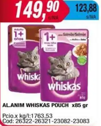 Maxiconsumo ALANIM WHISKAS POUCH x85 gr oferta