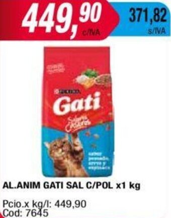 Maxiconsumo AL.ANIM GATI SAL C/POL x1 kg oferta