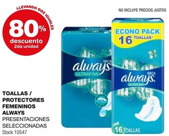 Atomo Conviene TOALLAS / PROTECTORES FEMENINOS ALWAYS oferta