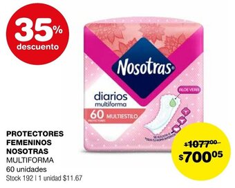 Atomo Conviene PROTECTORES FEMENINOS NOSOTRAS MULTIFORMA 60 unidades oferta