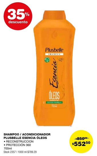 Atomo Conviene SHAMPOO / ACONDICIONADOR PLUSBELLE ESENCIA ÓLEOS 700ml oferta