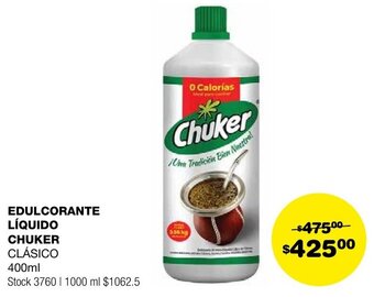 Atomo Conviene EDULCORANTE LÍQUIDO CHUKER CLÁSICO 400ml oferta