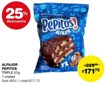 Atomo Conviene ALFAJOR PEPITOS TRIPLE 57g 1 unidad oferta