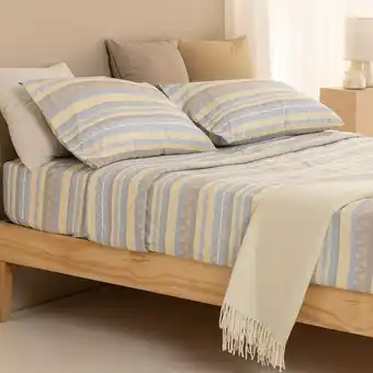 Arredo Juego de sábanas queen size rayas decoradas oferta