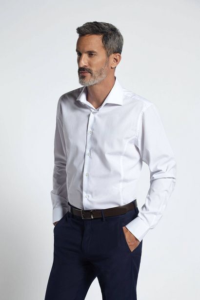 Macowens Camisa de vestir lisa blanca oferta