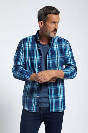 Macowens Camisa estampada azul oferta
