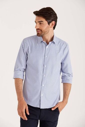 Macowens Camisa a rayas azul francia oferta