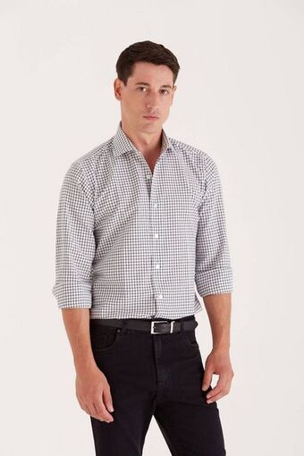 Macowens Camisa de vestir a cuadros negra oferta