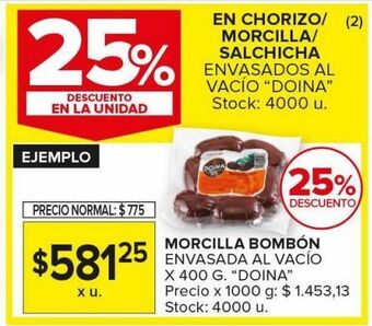 Carrefour Maxi Morcilla bombón marca propia env. al vacio x 400g doina oferta
