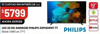 Changomas Tv led 32'' hd android philips oferta