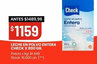 Changomas Leche en polvo entera check x 800g oferta
