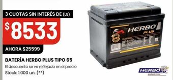 Changomas Batería herbo plus tipo 65 oferta