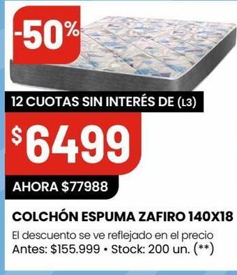 Changomas Colchón espuma zafiro 140x18 oferta