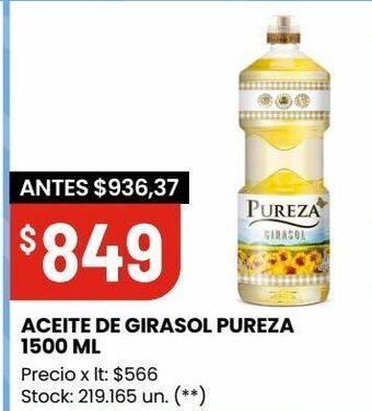 Changomas Aceite de girasol pureza 1500ml oferta
