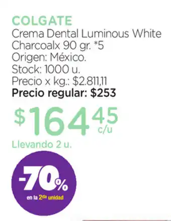 Farmacity Colgate Crema Dental Luminous White Charcoalx 90gr oferta